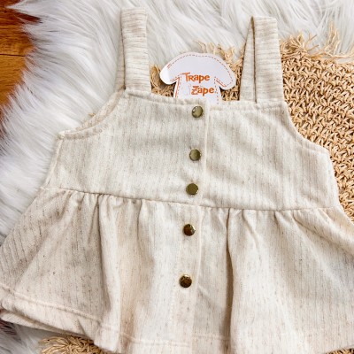 Conj. Cropeed e Calça Pantacourt em Linho - Areia